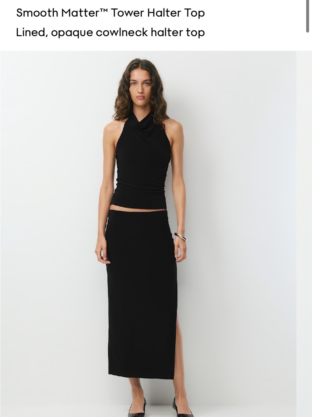 Smooth Matter™ Tower Halter Top
Lined, opaque cowlneck halter top